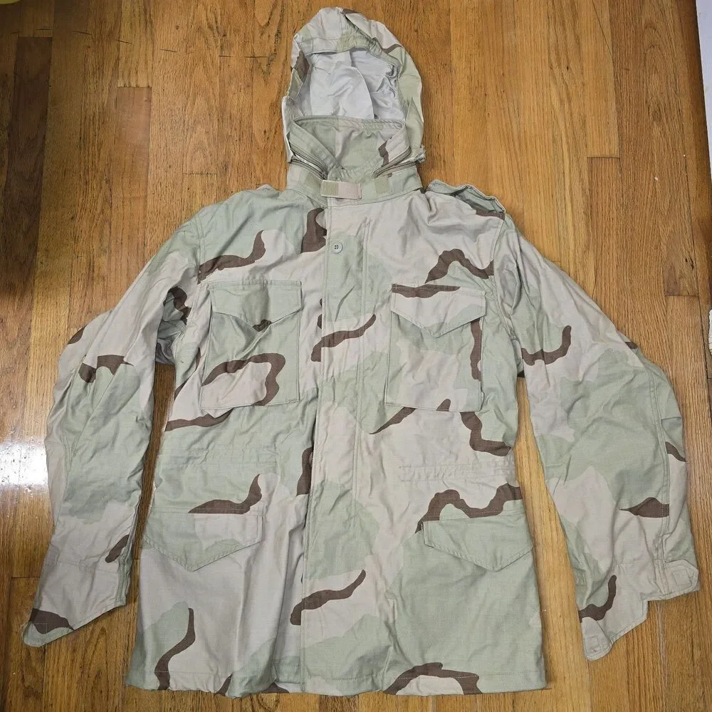 USAF APECS Parka Coat Mens Medium Long Green ABU Camo Hooded USA Made Military